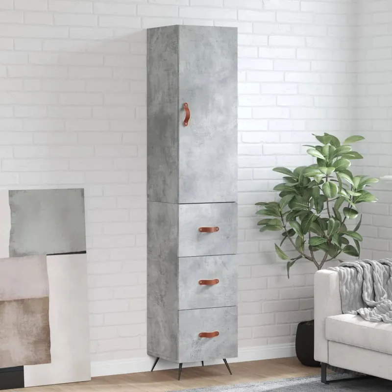 Highboard Betongrau 34,5x34x180 cm derivato del legno