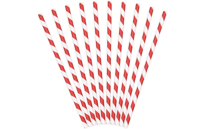 Partydeco Strohhalm 19.5 cm, 10 pezzi, rosso/bianco