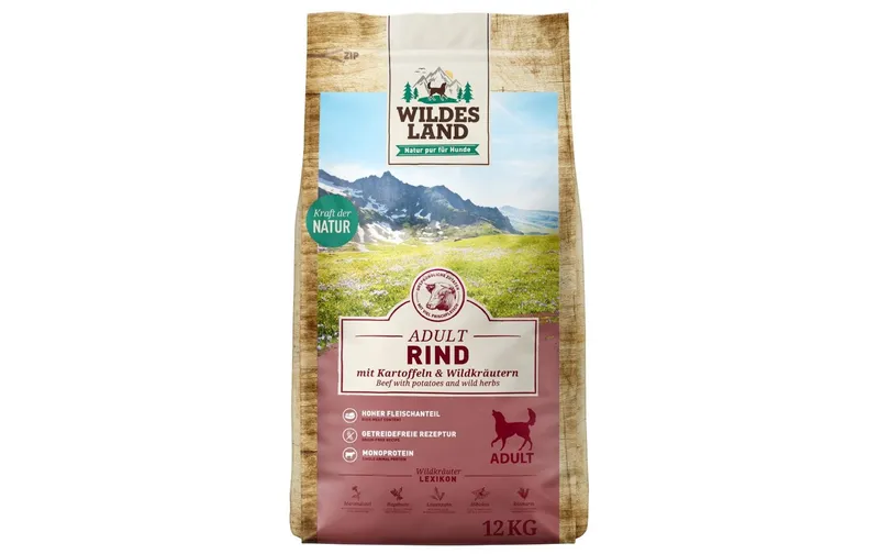 Wildes Land Trockenfutter Rind mit Kartoffeln & Wildkräutern, 12 kg