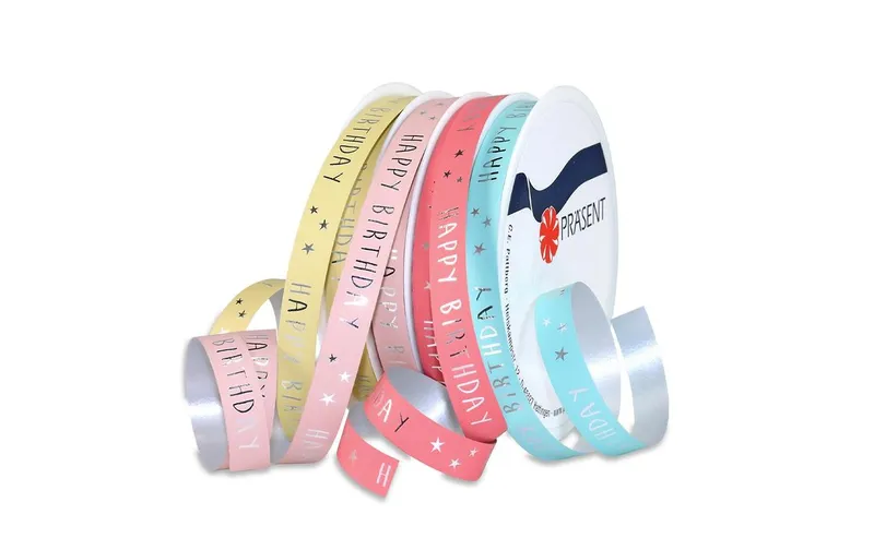 Pattberg Geschenkband Happy Birthday 10 mm x 20 m, 6 pièces