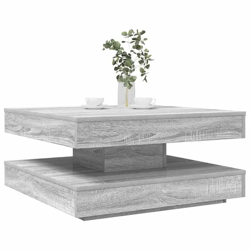Couchtisch 360-Grad Drehbar grigio Sonoma 70x70x34,5 cm