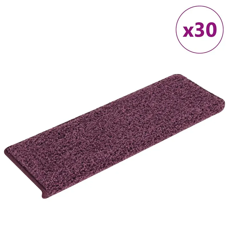 Tapis d'escalier 30 pièces 65 x 21 x 4 cm Violet foncé Bord rectangulaire