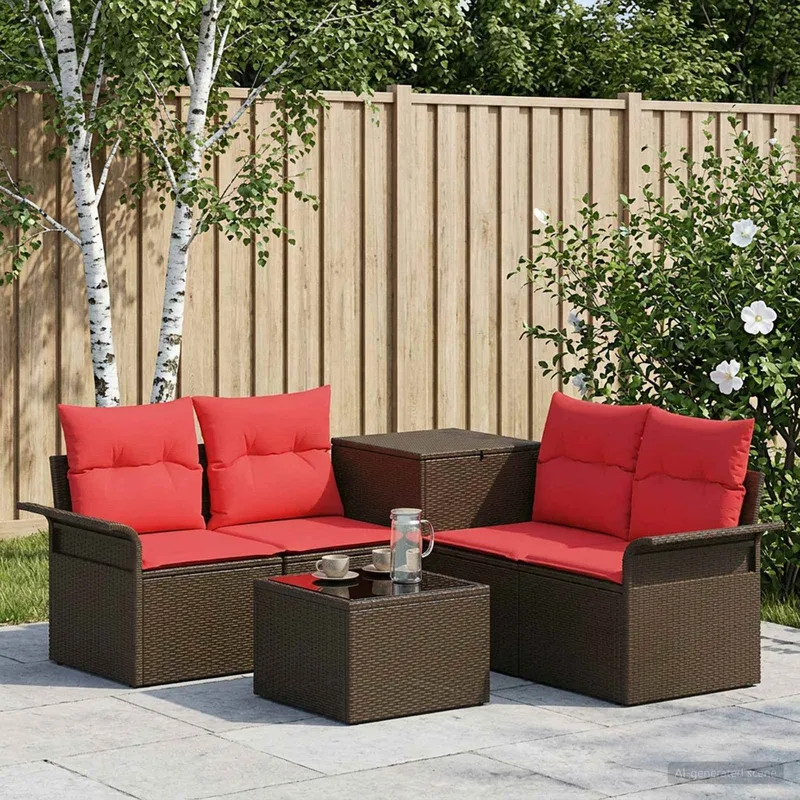 Ensemble de Canapés 6 pc 4-Nombre de places Marron et rouge