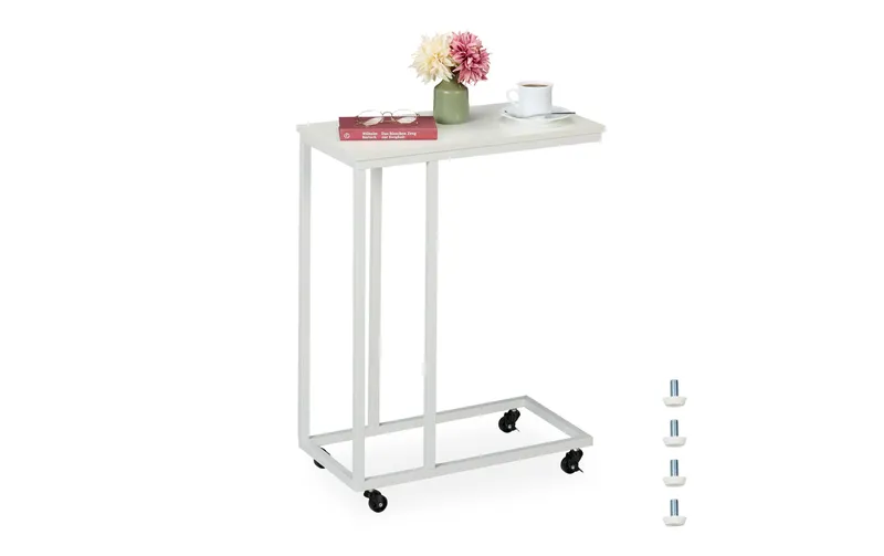 relaxdays Beistelltisch 60 x 79 cm, blanc