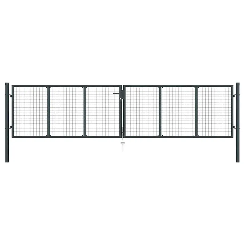 Maschen-Gartentor verzinkter Stahl 400 x 75 cm Grau