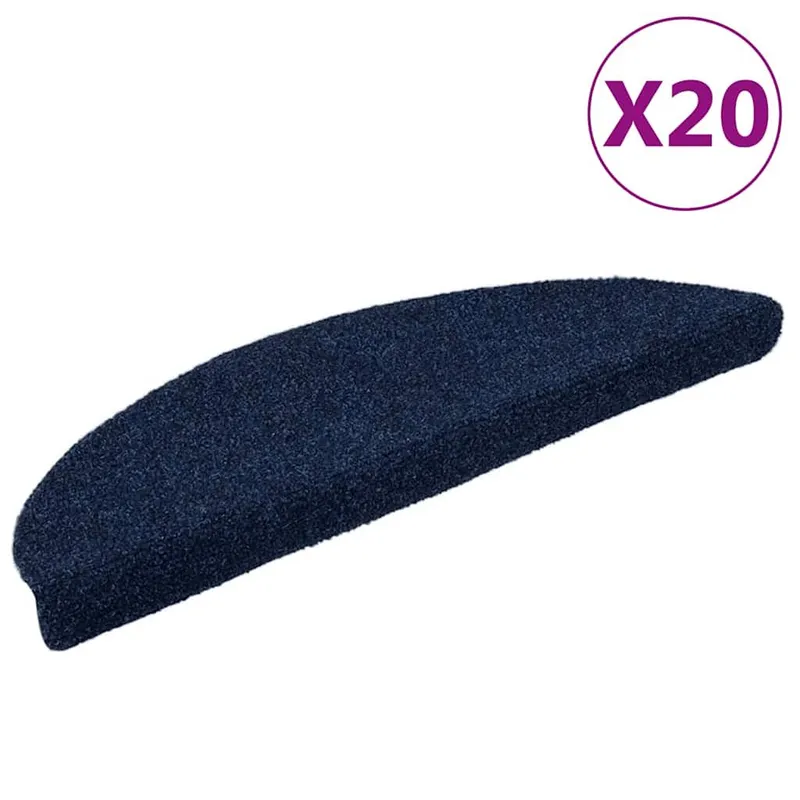 Tapis d'escalier autocollants 20 pièces 56 x 17 x 3 cm Bleu marine Demi-rond