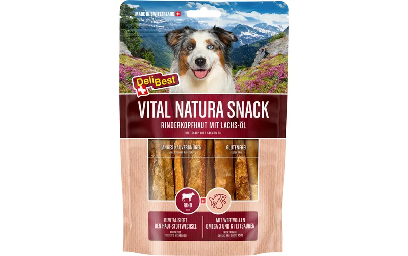 DeliBest Kaustange Vital naturala Snack mit Wildlachsöl, 200 g
