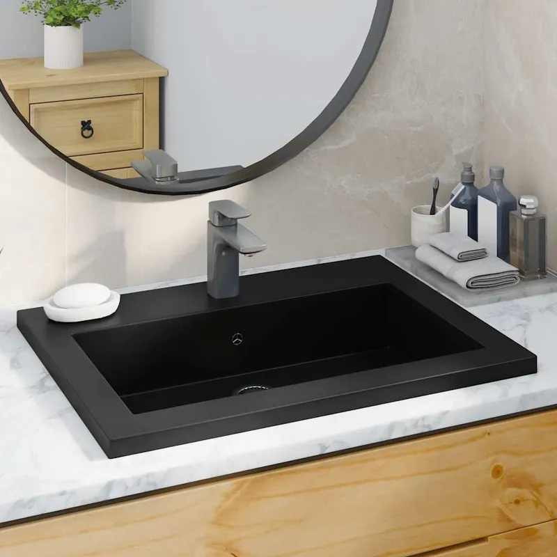 Granitbecken 600×450×120 mm Schwarz