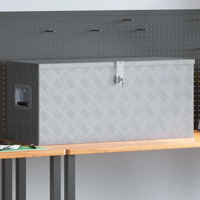 Aluminiumkiste 90,5×35×40 cm Silbern