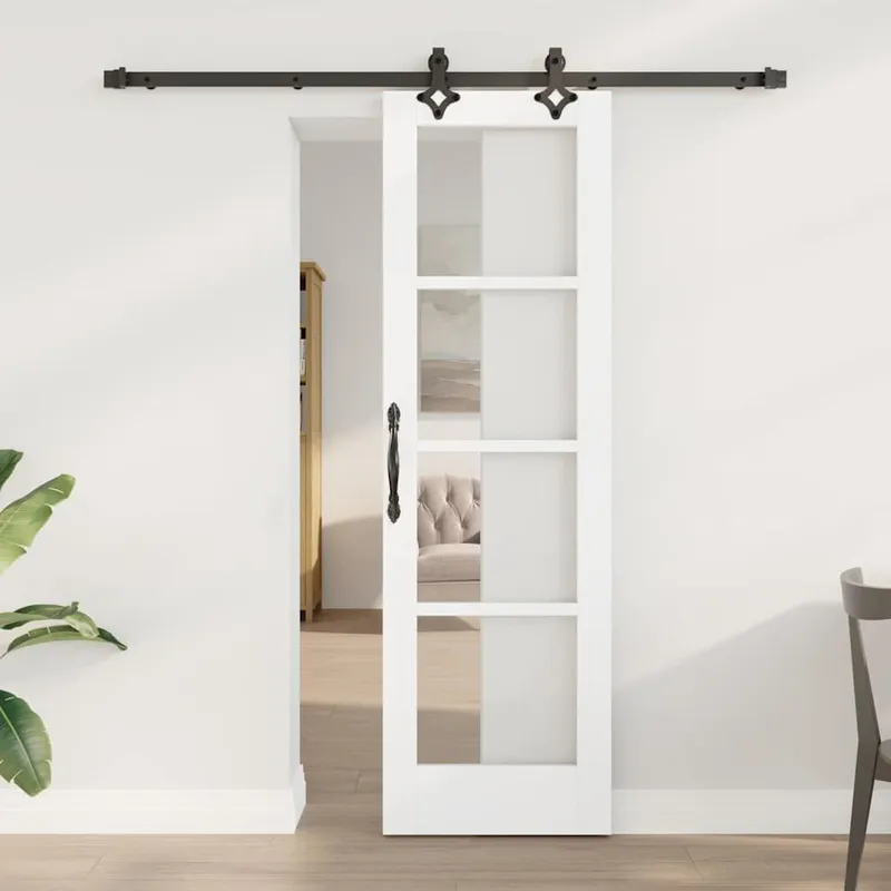porta scorrevole ORKDAL 61 x 198,5 cm legno massiccio pino e vetro