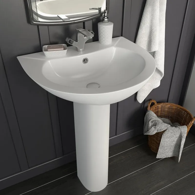 Lavabo autoportant avec socle Céramique Blanc 520x440x190 mm