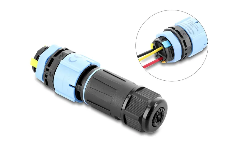 Delock Kabelverbinder 3 Pin IP68 wasserdicht nero
