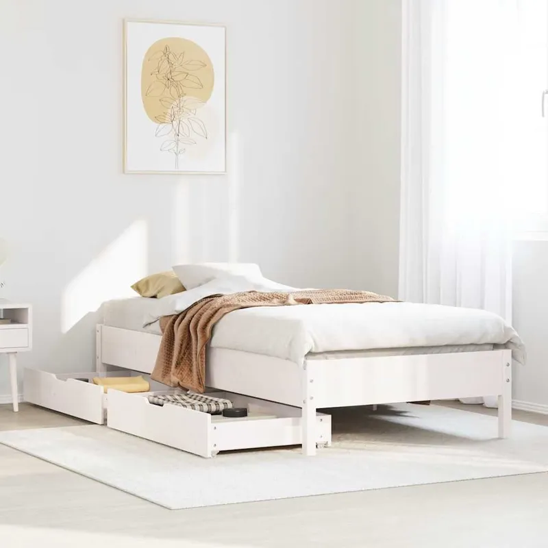 letto in legno massiccio senza materasso bianco 100x200 cm legno di pino