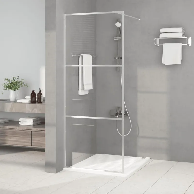 Duschwand per Begehbare Dusche Silbern 80x195 cm ESG-Klarvetro