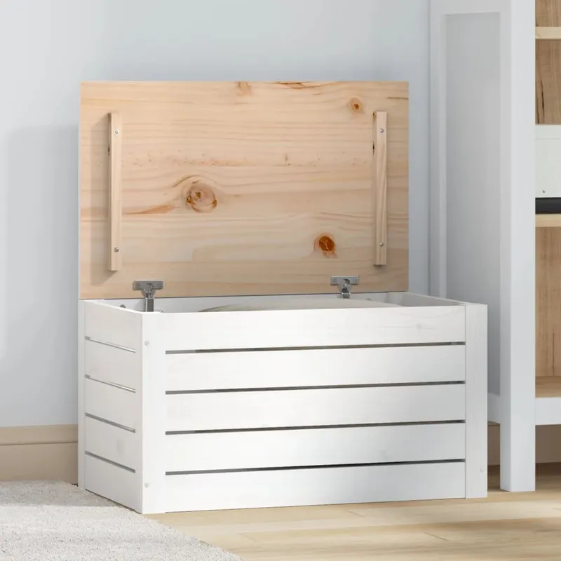 Truhe bianco 59,5x36,5x33 cm legno massiccio pino