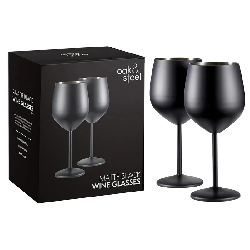 Oak & Steel Weingläser-Set 500 ml, 2 pièces, noir matt