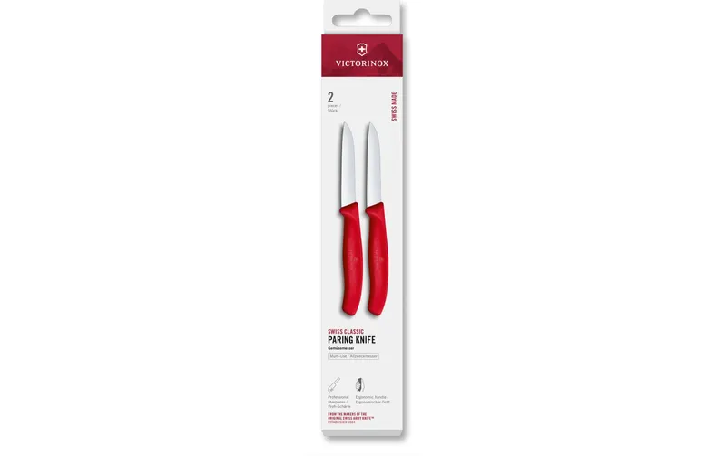 Couteau d'office Victorinox Swiss Classic, 8 cm, Rouge, Lot de 2