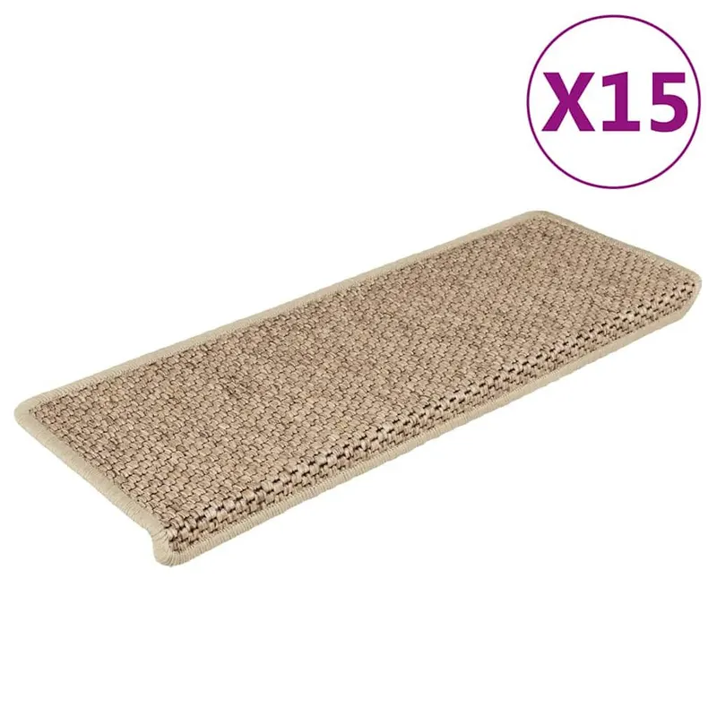 Treppenmatten Selbstklebend Sisal-Optik 15 Stk. 65x21x4 cm Sand