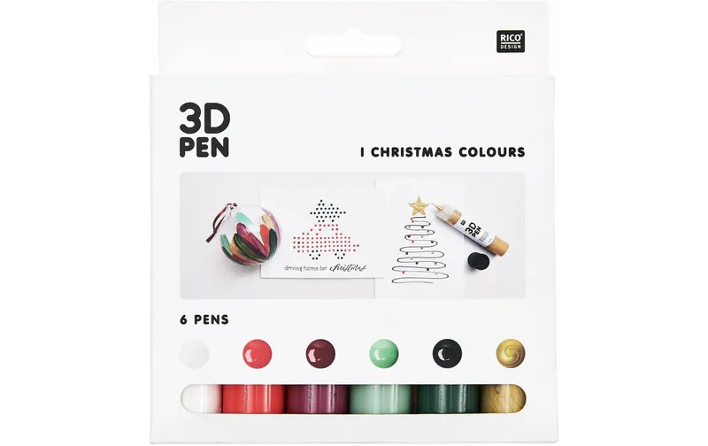 Rico Design Bastelfarbe 3D Pen Weihnachten 6 x 27 ml