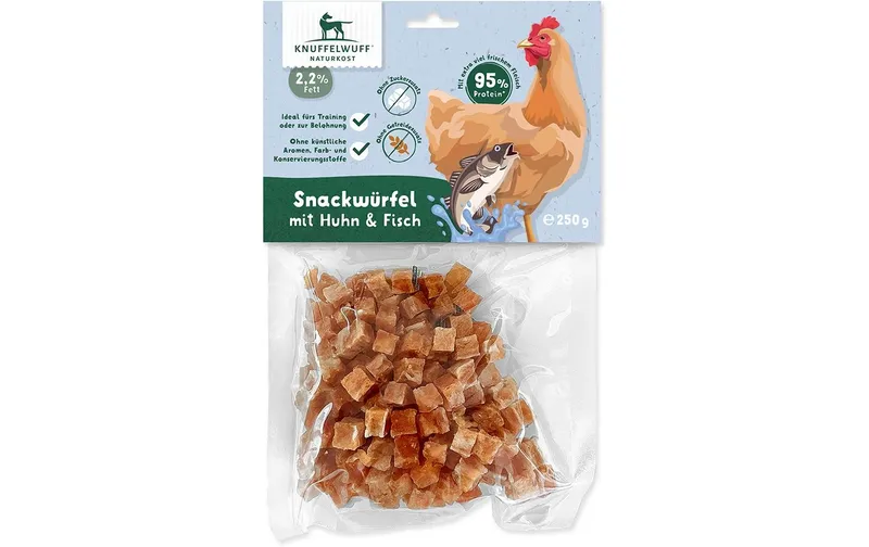 Knuffelwuff Snack Huhn und Fisch Würfel 250 g