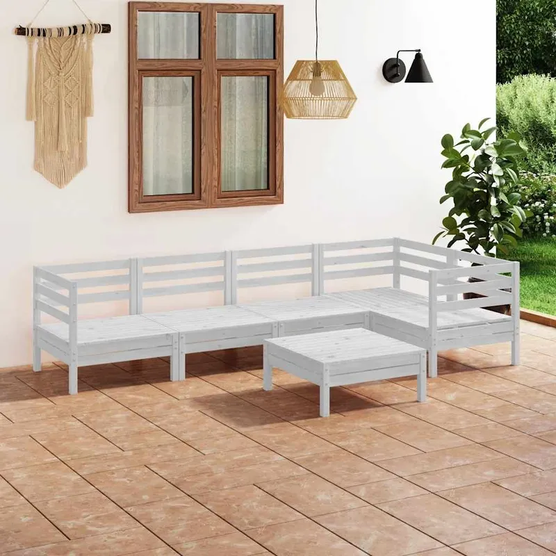 6-tlg. Garten-Lounge-Set legno massiccio pino bianco