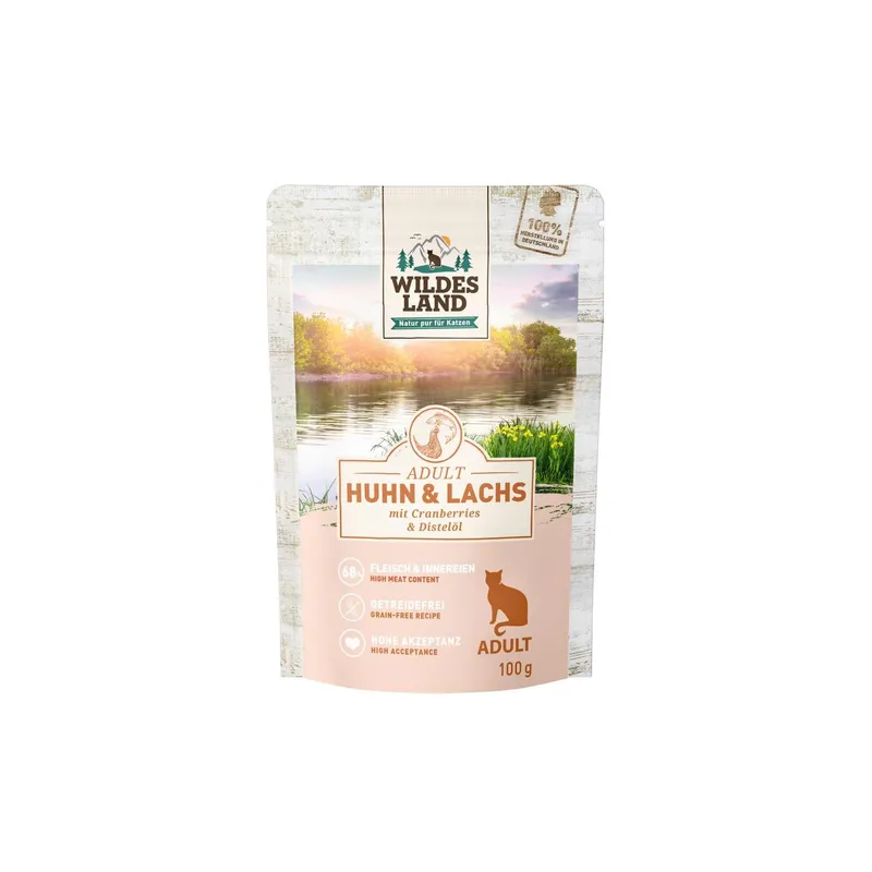 Wildes Land Nassfutter Adult Huhn e Lachs 100 g