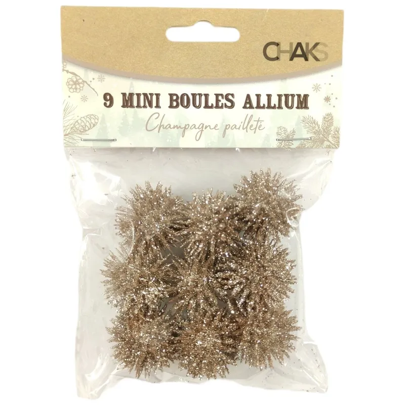Sachet 9 mini boules champagne