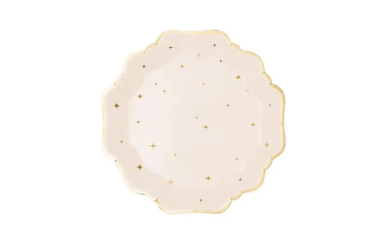 Partydeco Einwegteller Sternen, Beige, 21 cm, 6 pièces