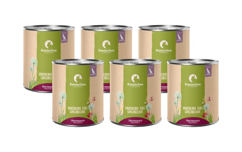 Herrmann's Nassfutter Kaninchen mit Reisflocken 6 x 800 g