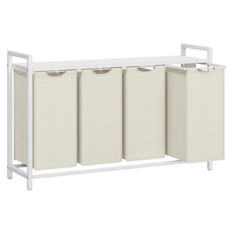 VASAGLE Wäschekorb mit Ablage 140 l, Crème