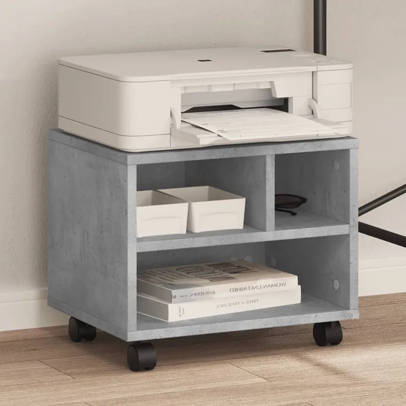 Druckerständer con Rollen grigio cemento 41x32x34,5 cm