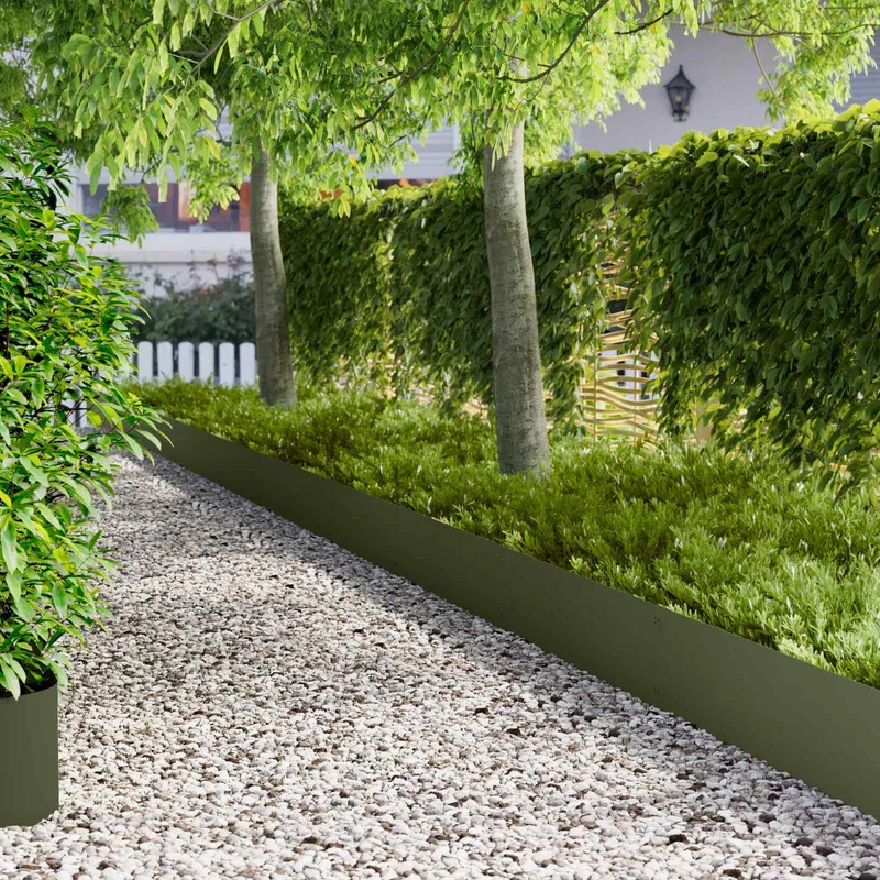 Bordure de Pelouse 10 pc 103 x 30 cm Acier Vert olive