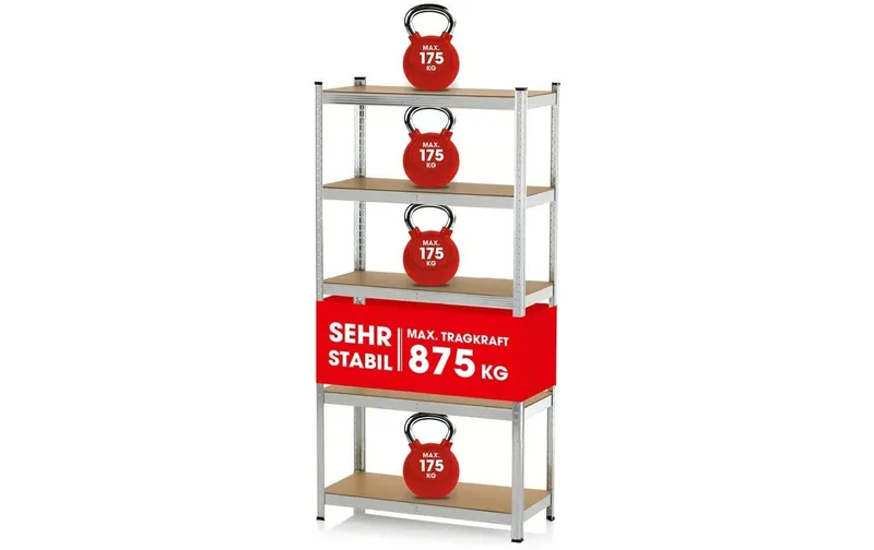 EASYmaxx Schwerlastregal 180 x 90 x 40 cm Silber