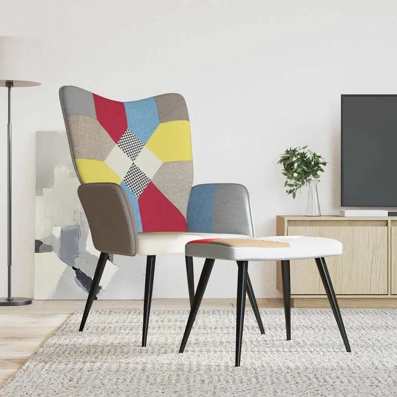Relaxsessel mit Hocker Patchwork tessuto