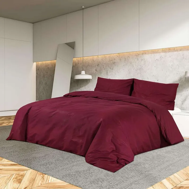 Bettwäsche-Set Bordeauxrot 140x200 cm Leichte Mikrofaser