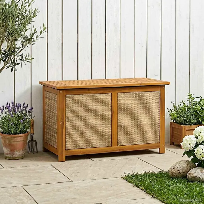 Boîte de Rangement de Jardin 185 L Bois d'Acacia Massif Beige