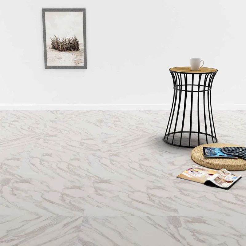Planches de sol Marbre blanc 5,11 m² 55 pièces PVC