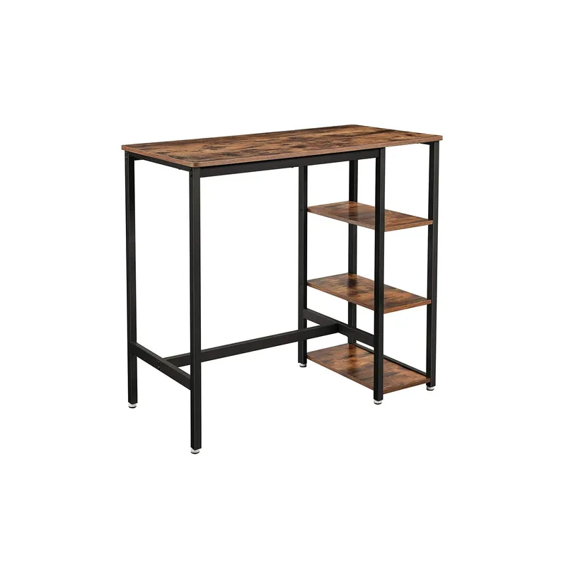 VASAGLE Bartisch mit 3 Ablagen 109 x 100 cm, black/brown