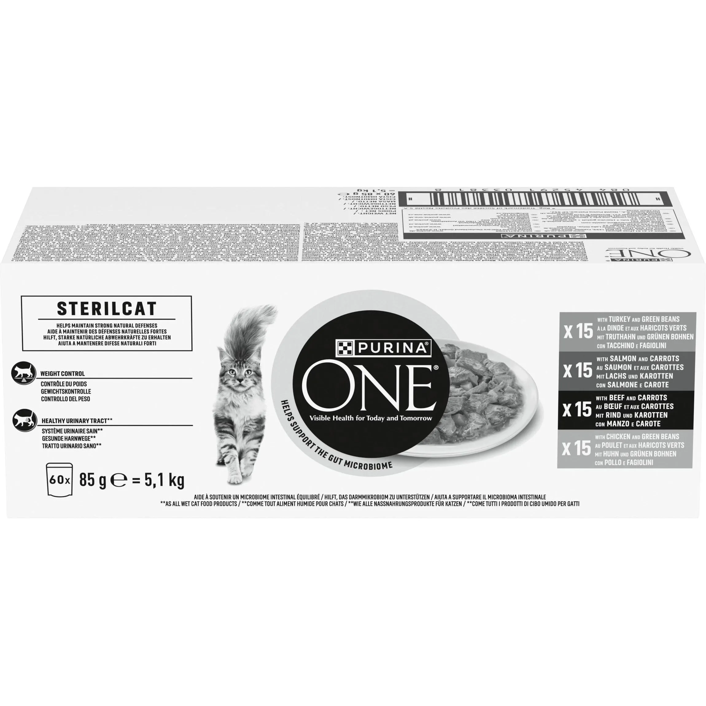 Purina ONE PURINA ONE STERILCAT Truthahn, Lachs, Rind & Huhn, 60 x 85g