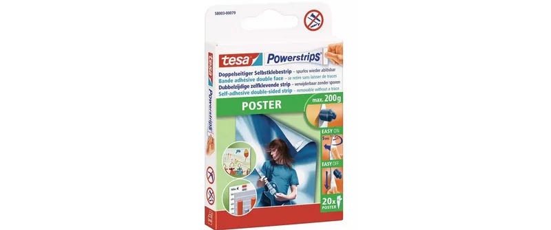 tesa Set Powerstrips Poster, 3x 20 pezzi