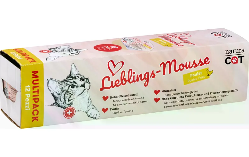 naturaCat Nassfutter Lieblings-Mousse Poulet, 12 x 85 g