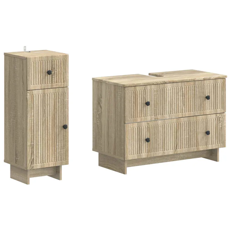 2-teiliges Badezimmer Schrank Set EDE Sonoma-Eiche
