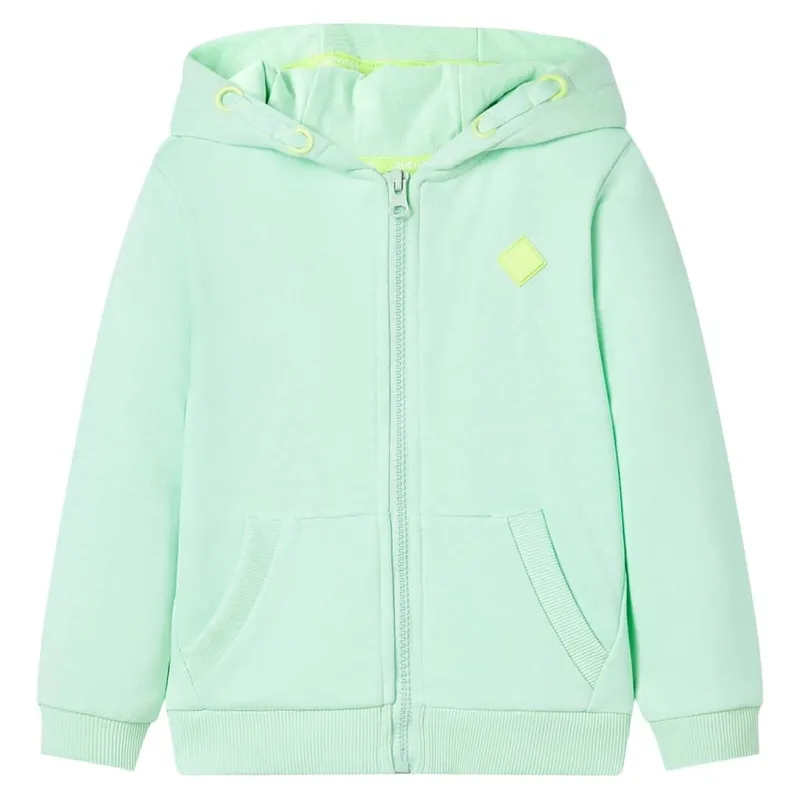 Sweat-shirt à capuche et fermeture éclair pour enfants vert vif 104
