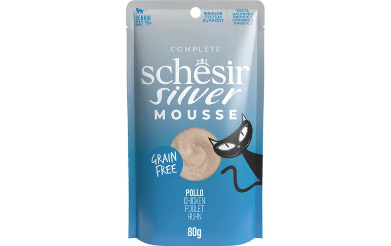 Schesir Nassfutter Silver Senior Mousse Huhn, 80 g