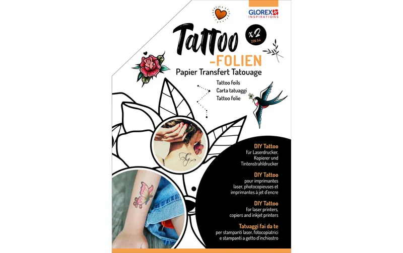 Glorex Tattoopapier Tattoo-Folie A4, 2 pezzi
