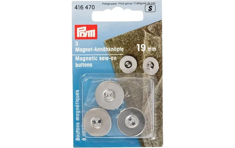 Prym Knöpfe Magnet-Annähknopf Silber, 19 mm