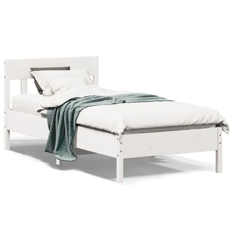 letto in legno massiccio senza materasso bianco 75x190 cm legno di pino