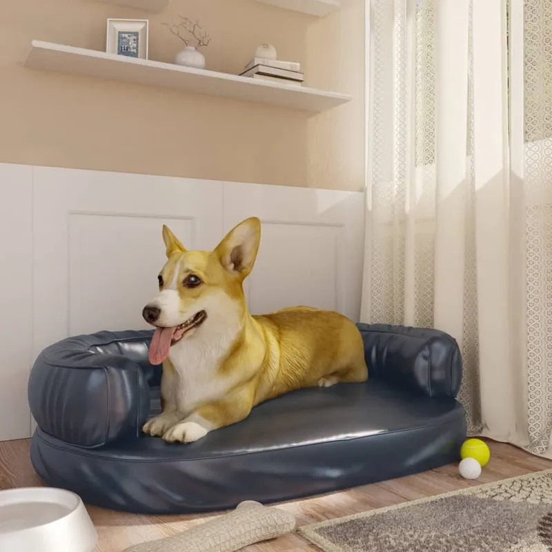 cuccia per cane Ergonomisch Schaumtessuto Dunkelblau 75x53cm Kunstleder