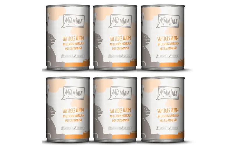 Mjamjam Nassfutter Dose Huhn & Mörchen, 6 x 400 g