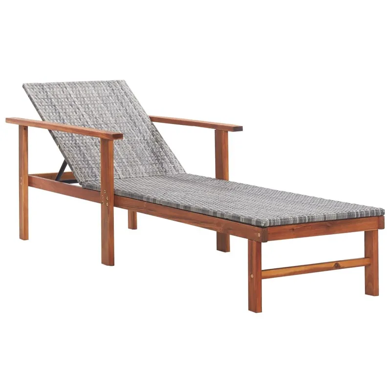 Sonnenliege Poly Rattan e legno massiccio acacia grigio